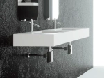 Plan vasque Design, fabrication sur mesure, Largeur 120 à 200 cm x Profondeur 40 à 60 cm, résine minérale ACRYSTONE® SOLID-SURFACE Finition lisse blanc mate, Livraison Offerte et Rapide.